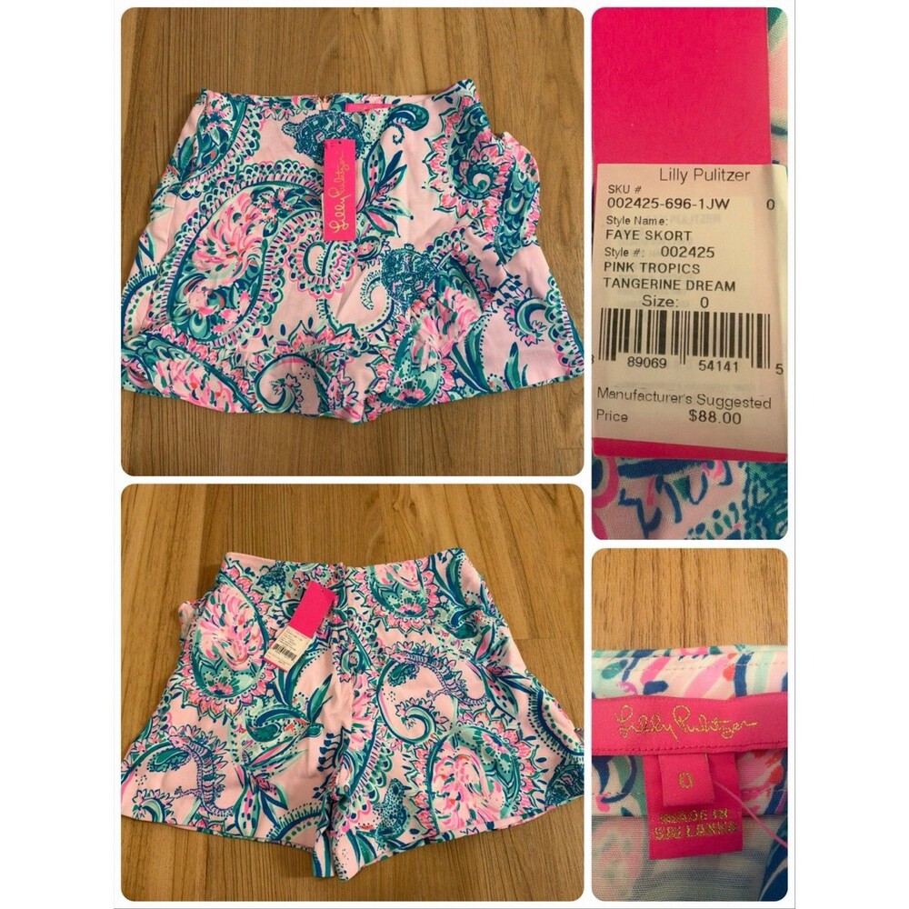 Lilly Pulitzer Faye Skort Floral Paisley 0 Women’s Pink Tropics Tangerine Dream